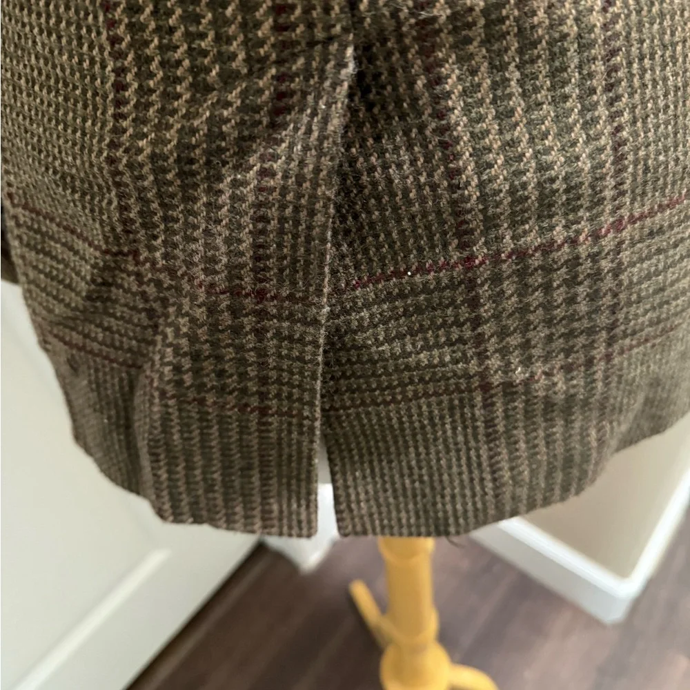 Ralph Lauren virgin wool herringbone Brown Plaid Tailored Blazer - Picture 5 of 8